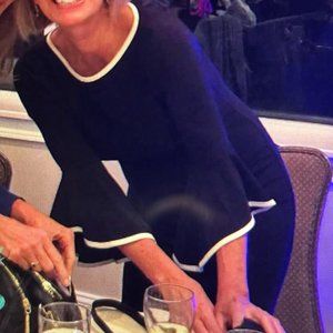 Black Bell Sleeve Dress w/white Trim